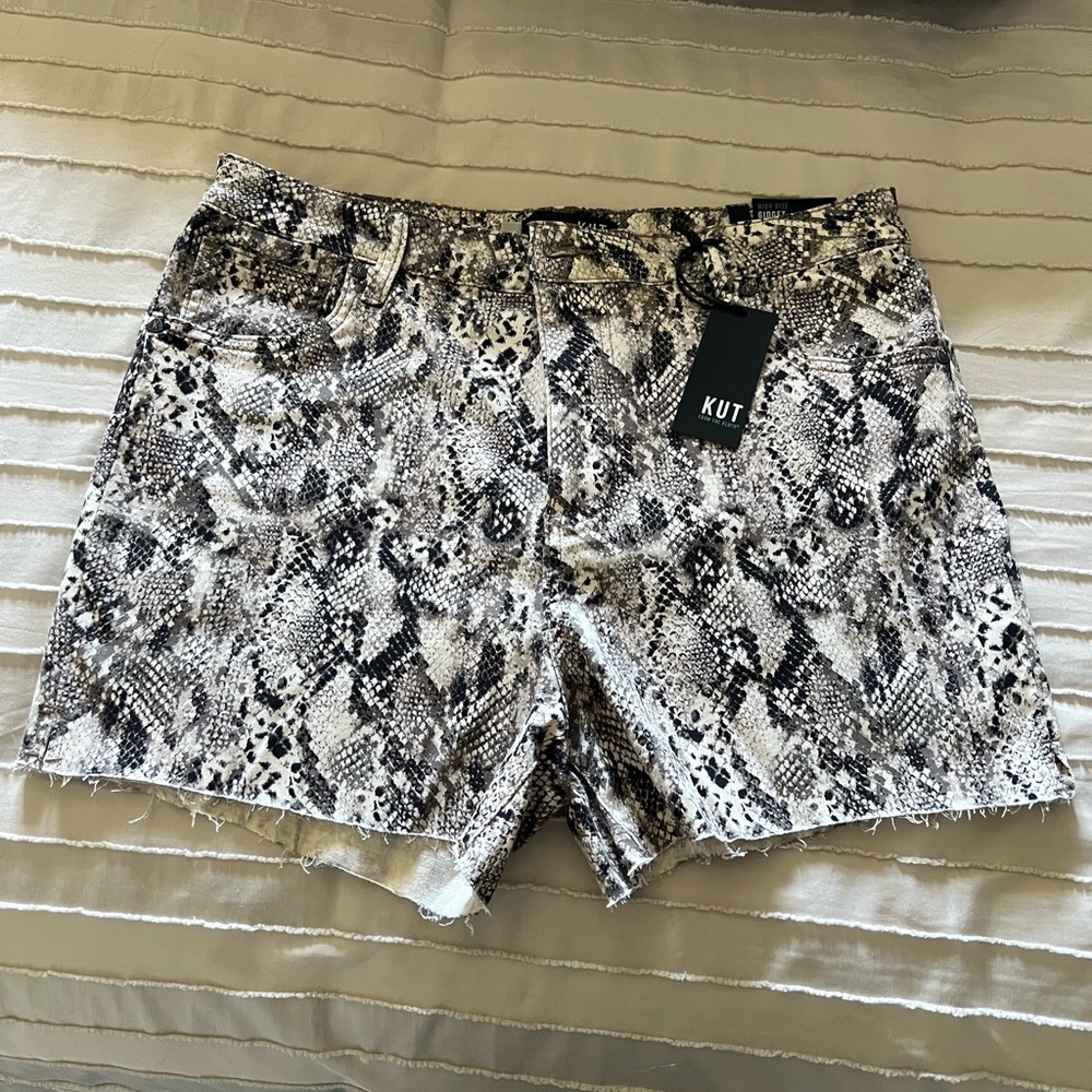 KUT from the Kloth Snake Print Cutoff Shorts